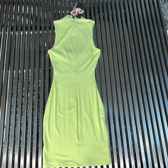 Soft Lime Green mini dress w/ open chest by Naked Wardrobe size small NWT - Picture 2 of 8